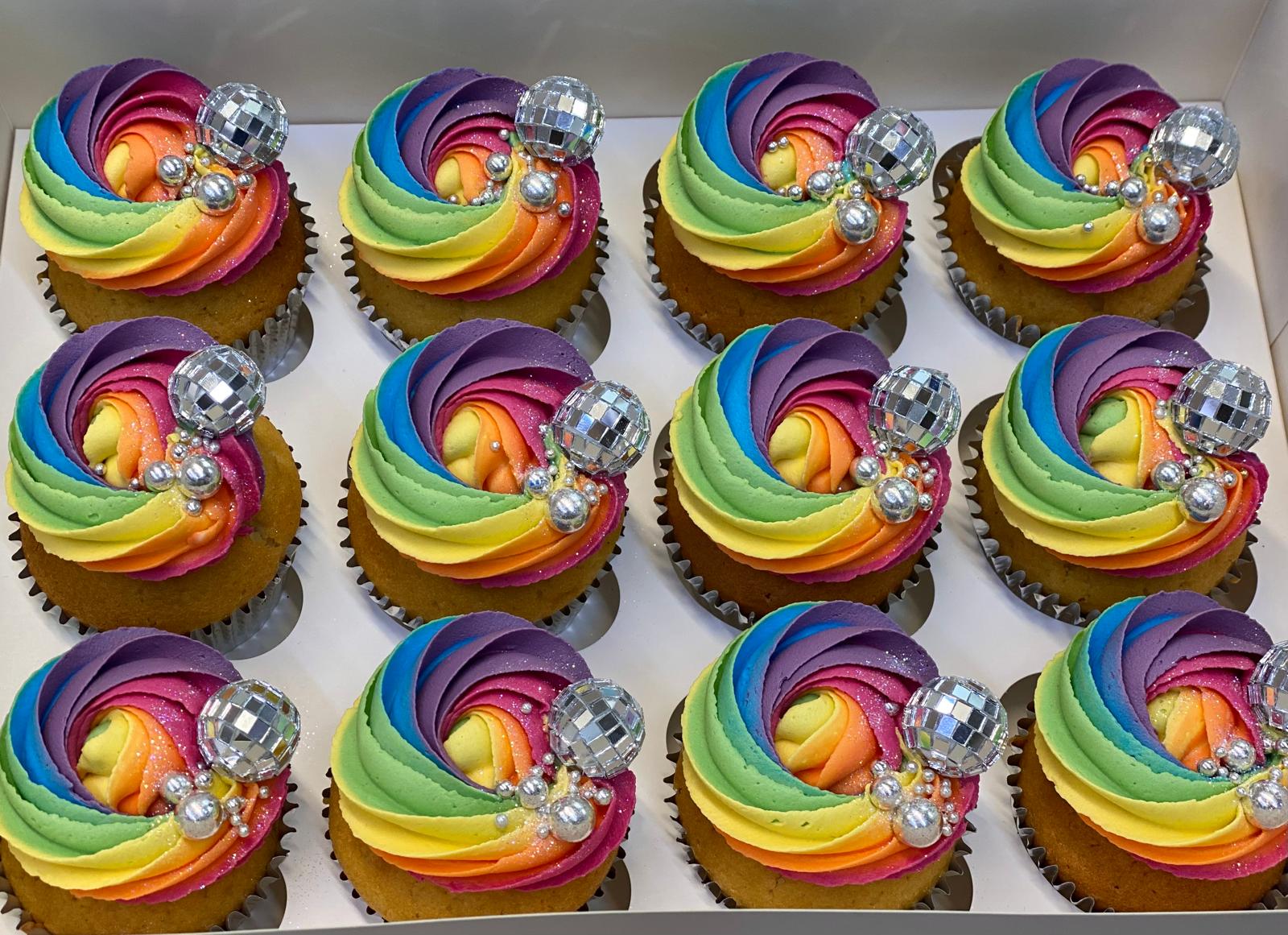Rainbow Buttercream Swirl cupcakes